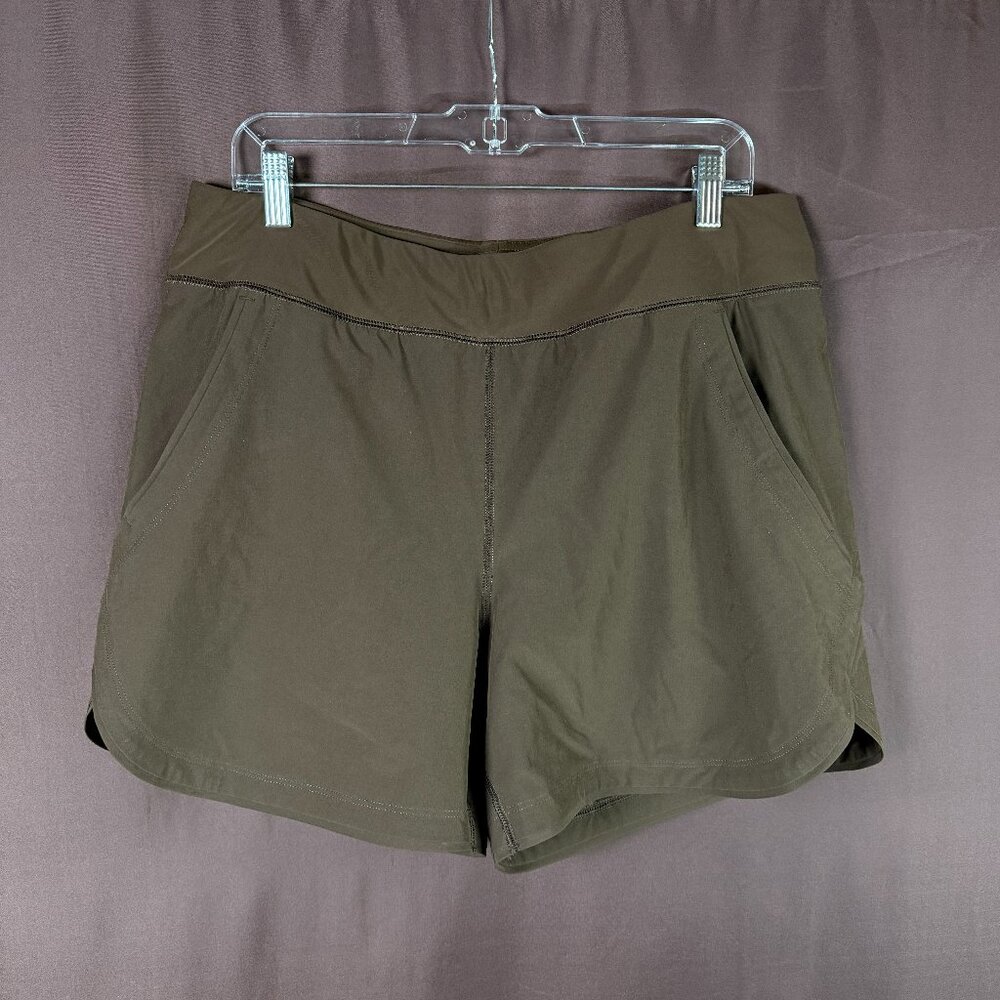 Lands End Womens 14 LONG Quick Dry Elastic Waist Board Shorts Rich Coffee Swim C